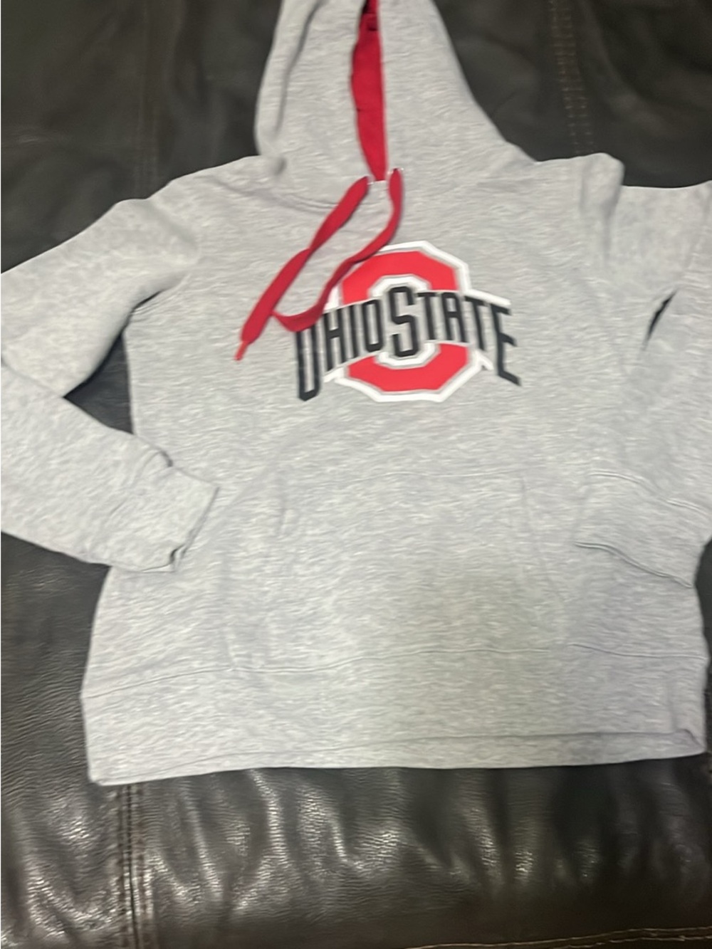 Ohio State Women's Gray Pullover Hoodie with Red Accents